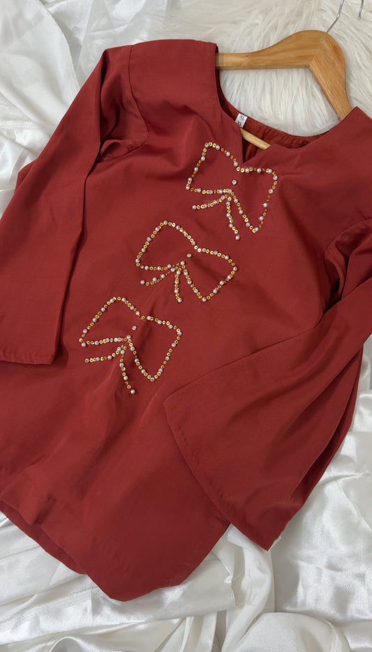 Rusty orange short kurti-07